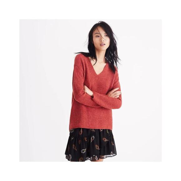 Madewell Sweaters - Madewell Woodside Merino Wool Sweater Size Small Burgundy Orange Related $88​​​